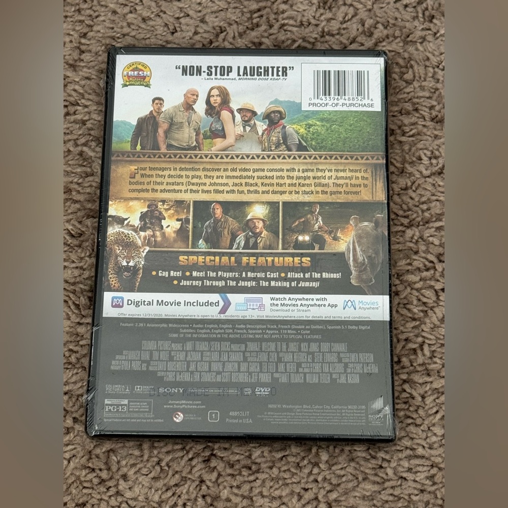 Jumanji: Welcome To The Jungle DVD Sealed - Picture 2 of 2